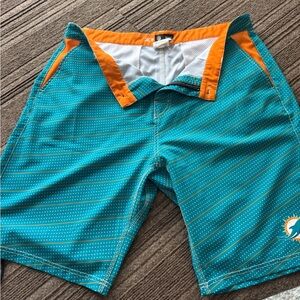Teal and Orange Striped Board Shorts